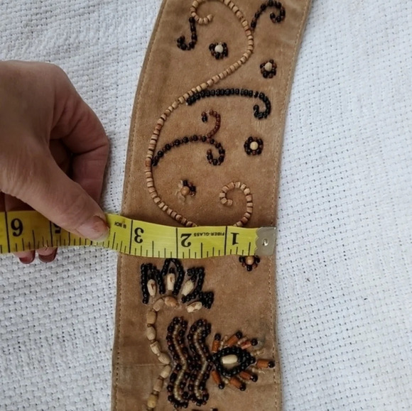 Vintage 80\'s suede wide beaded  belt‎ L..XXL ... main image 10
